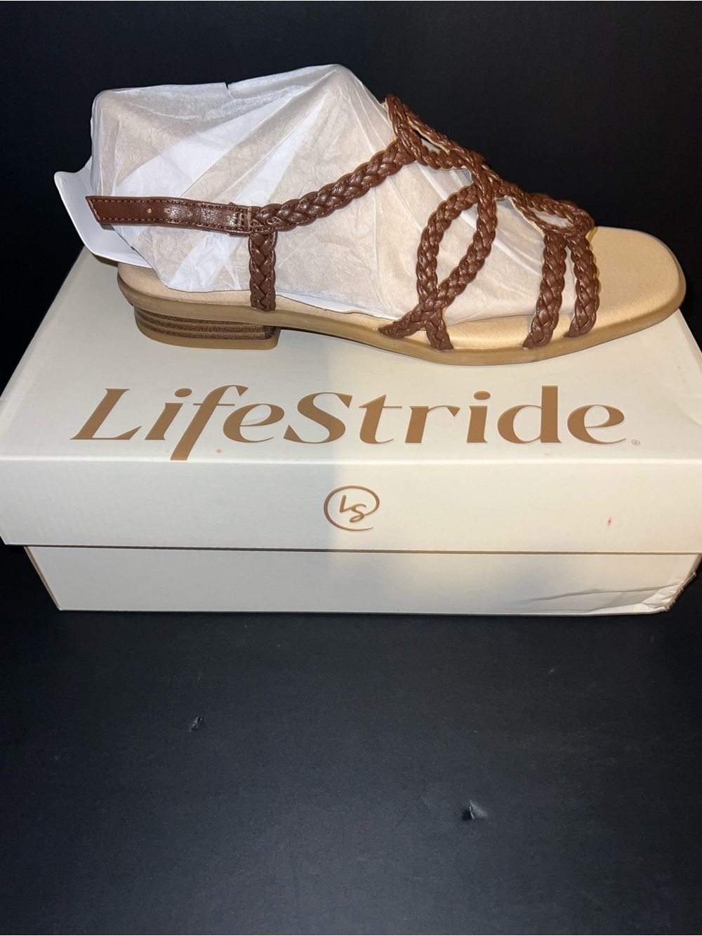Life Stride Braided Tan Strappy Sandal